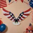 Adroiteet Lighted American Eagle 4th of July 250th Decorations Outdoor with Timer LED Lights Patriotic Metal Wall Art for Golf Cart Indoor Front Door American Flag Eagle Decor, 23.6" x 15.7"