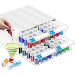 ARTDOT 4-Pack Interlocking Storage Containers for Diamond Art Kits for Adults, 128 Slots Storage Box for Diamond Painting Accessories and Tools