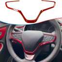 MUXEE Steering Wheel Buttons Frame Stickers Cover Trim for Chevrolet Malibu 2016 2017 2018 2019 2020 2021 2022 2023 2024 - ABS Wine red Sport Interior Accessories