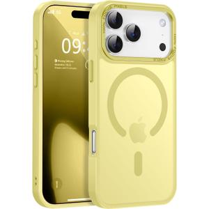 Newfuture Magnetic for iPhone 17 Pro Max Case [Compatible with Magsafe] [Military Grade Drop Protection] Translucent Matte Anti-Scratch Shockproof Protective Phone Cover 6.9 Inch, Yellow