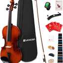 Vangoa 1/4 Violin Set for Beginners, Fiddle Quarter Size with Hard Case, Rosin, Tuner, Mutes, Shoulder Rest, Strings, Notes Stickers (Imprinted Finger Guide on Fingerboard)