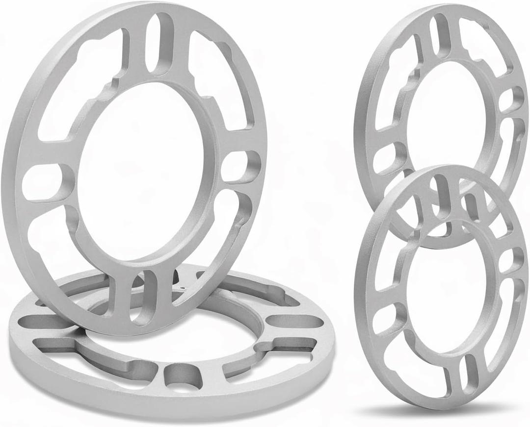 4 Pack Universal Wheel Spacers, 0.39" (10mm) Thick Die Cast Replacement Wheel Spacer for 4 & 5 Lugs Wheels/Rims, Fits 98 to 120mm Multiple Bolts Pattern, 4x100, 4x108, 4x110, 5x114.3, 5x120