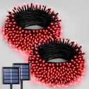 JMEXSUSS 2 Pack Solar String Lights Outdoor Waterproof, Total 400 LED 151FT Solar Christmas Lights Outdoor, 8 Modes Christmas Light for Outside Patio Yard Tree Decorations, Red