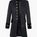 XUNRYAN Mens Classic Victorian Jackets Tuxedo Frock Coat Steampunk Vintage Tailcoat Long Gothic Trench Coat Halloween Costume, Black, XL