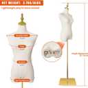 Female Mannequin Torso, Dress Form for Sewing 55-71Inch Height Adjustable Women Model, Mannequin Body High Stability Gold Metal Stand for Clothing Dress Jewelry Display