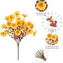 Fake Mums Fall Artificial Flowers Plants for Outdoors Autumn Decoration, 12 Bundles Silk Morning Glory with Eucalyptus Realistic UV Resistant Faux Mums for Outside Planter Yard Garden Home Indoor, Mix (3 Mixed Color(3 Orange, 3 Light Orange, 3 Yellow))