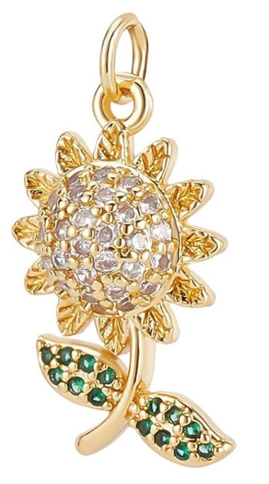 Beebeecraft Sunflower Charms 18K Gold Plated Brass Flower Charm for DIY Jewelry Earring Necklace Bracelet Making Finding