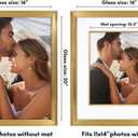 Americanflat 16x20 Picture Frame with Decorative Inner Mat Accent - Displays 11x14 Photos with Mat or 16x20 Without - Veranda Collection - Gold Vintage Frames with Polished Plexiglass