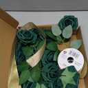 25pcs Emerald Green Artificial Flowers Foam Fake Dark Hunt Green Rose with Stems 8 Leaves Real Looking Faux Roses for Wedding Bouquets Bridal Shower Centerpieces Arrangements Party Tables Decorations