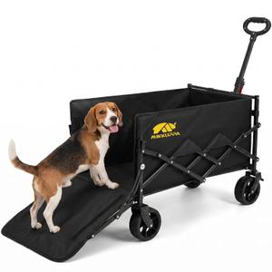 MIKKUPPA Folding Dog Wagon Cart - 180L 340LBS Collapsible Wagons with Drop-Down Tailgate, Heavy Duty Dog Stroller with Big All-Terrain Wheels for Camping, Garden, Shopping, Sport