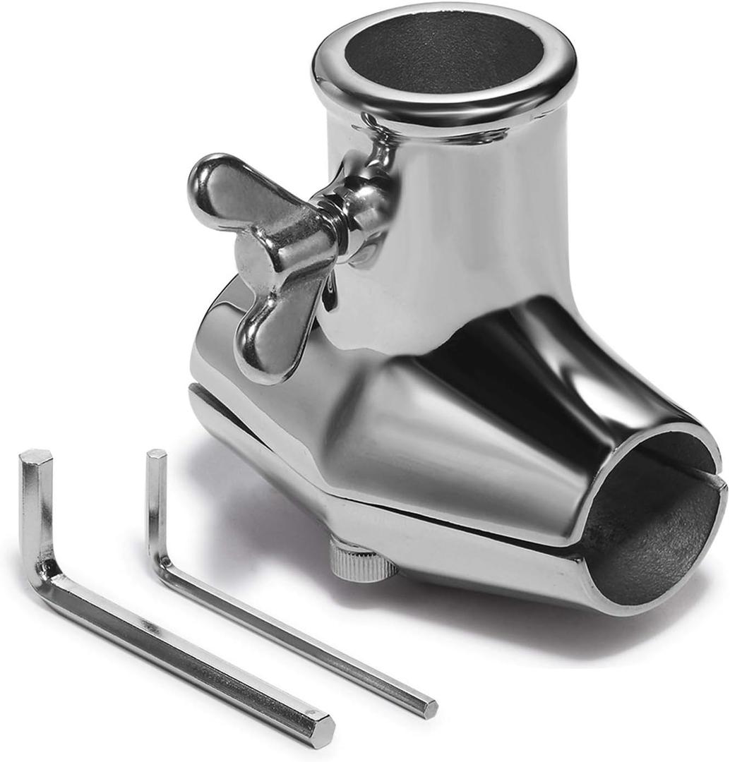 Flag Pole Holder, Rail Mount, Marine Grade 316 Stainless Steel for 1 inch Flag Pole