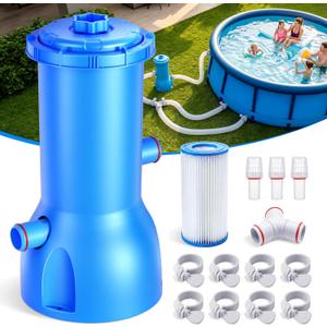 Pro 1000 GPH Pool Pumps Above Ground, Pool Pump with GFCI Safety Plug, Pool Filter Pump for Swimming Pools, Fast Circulation & Debris Removal, Improves Water Clarity, Fits Type A/C Filters, Blue