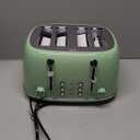 Mueller Retro Toaster 4 Slice with Extra Wide Slots Bagel, Defrost, and Cancel Function, 6 Browning Levels, Dual Independent Controls, Removable Crumb Tray and High Lift Levers, Sage Green