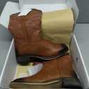 Rollda Cowgirl Boots Cowboy Boots for Women Square Toe Mid Calf Western Boots Ladies Fashion Boots with Chunky Heel (8, Dark Brown)