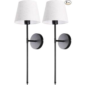 HoperBriwght Wall Sconces Set of 2, Battery Operated Wall Sconce with Remote, Sconces Wall Decor, Wireless Wall Lights, Rechargeable Lights in 15 Colors for Living Room, Bedroom (BlackLinen, 18in)