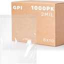 CLEAR PLASTIC RECLOSABLE ZIP BAGS - Bulk GPI Case Of 1000 8" x 10" 2 mil Thick Strong & Durable Poly Baggies With Resealable Zip Top Lock For Travel, Storage, Packaging & Shipping.
