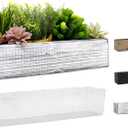 CYS EXCEL White Wooden Planter Box (17"x5" H:4") with Removable Plastic Liner | Multiple Colors Rustic Rectangle Indoor Decorative Box