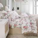2-Piece Pillow Cases Romantic Roses Printed Shabby Vintage Chic Bedding Sheets Girls Deep Pocket Set King Size-Style L