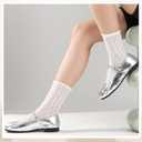 8 Pairs Women's Ruffle Socks, Cute White Thin Sheer Sock Cool Breathable Mesh, Cotton Knit Lettuce Trim Dress Ankle Socks, Casual Summer Frilly Sock for Women Girls (White)