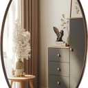 ANDY STAR Bronze 22x30 Oval Bathroom Mirror, Sturdy Stainless Steel Frame, Anti-Scratch Glass, Modern Brushed Bronze Finish, Easy Wall Mount