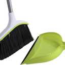 Casabella Basics 2-Piece Angled Broom and Dustpan Set, 44" Angled Broom with Long Handle and Dustpan, Silver/Green