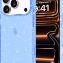 JJGoo Compatible with iPhone 17 Pro Case Clear Glitter, Sparkle Soft TPU Transparent Shockproof Women Girls Slim Bling Sparkly Bumper Cover Phone Cases for iPhone 17 Pro, Blue