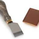 Leather Skiving Knife, Hand-Forged with Wooden Handle, Perfect for Leather Work and DIY Leathercraft, Includes Leather Sheath