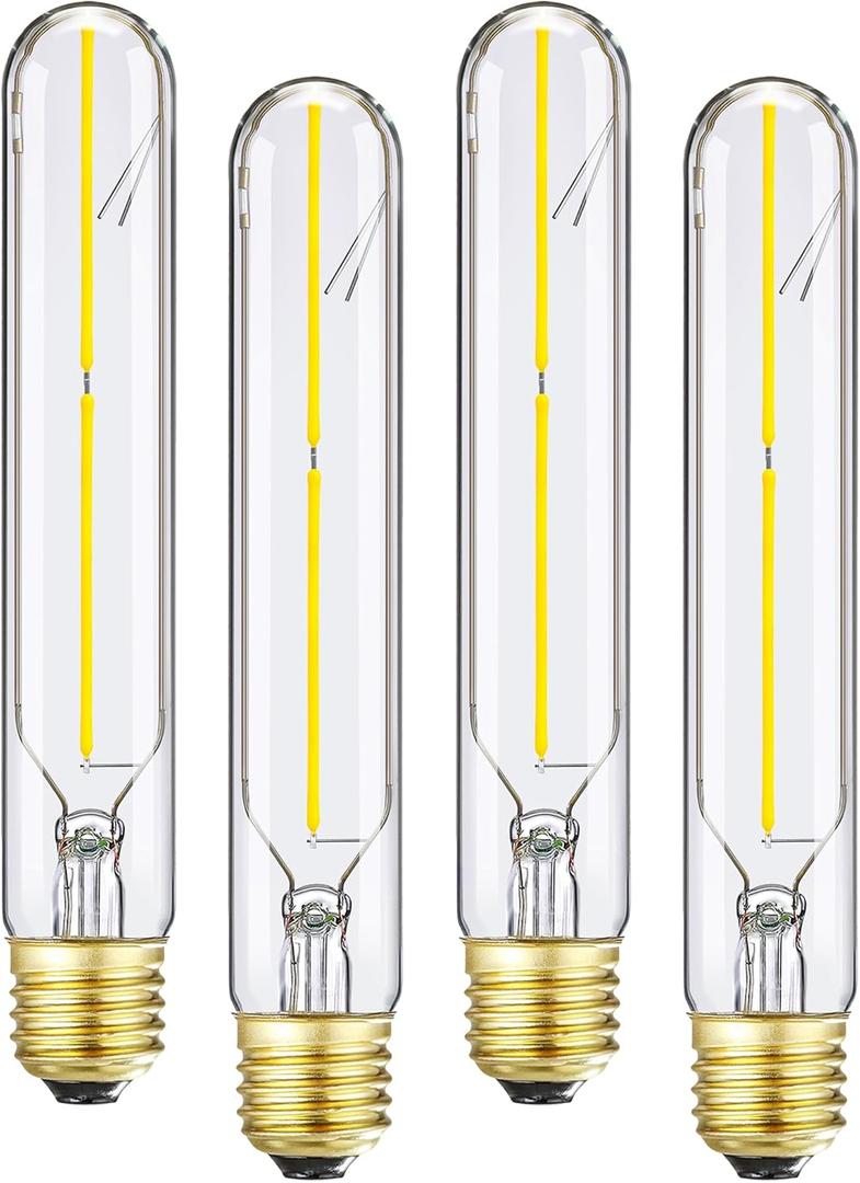 T10 LED Bulb 4W Equal E26 LED Bulb 40 Watt dimmable Neutral White 4000K E26 Edison Bulb AC120V 400lm Tubular Light Bulb T9 for Rustic Pendant,Island,Chandeliers,Wall sconces Pack of 4