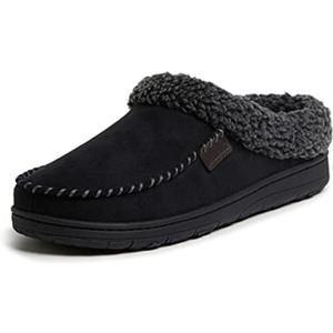 Dearfoams Mens Brendan Indoor/Outdoor Breathable Memory Foam Clog House Shoe with Wide Widths Slipper (11-12 Wide, Black)