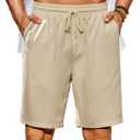 COOFANDY Men's Beach Shorts 9" Elastic Waist Drawstring Shorts Lightweight Regular Fit Casual Summer Shorts (Beige, M)