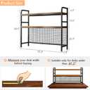 IOTXY 2-Tier Desktop Hutch Bookshelf - Metal Desk Shelf Bookcase with Grid Panel, Countertop Storage Organizer Rack for Dorm or Office, Black, 45.3" W