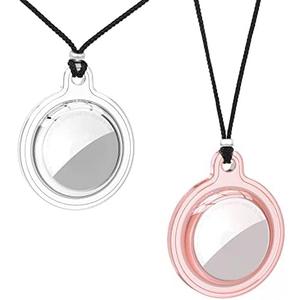 2 Pack AirTag Necklace Holder Silicone Case – Waterproof, Full Screen Protector, Adjustable, Removable Pendant, Compatible with Apple AirTag for Kids & Adults