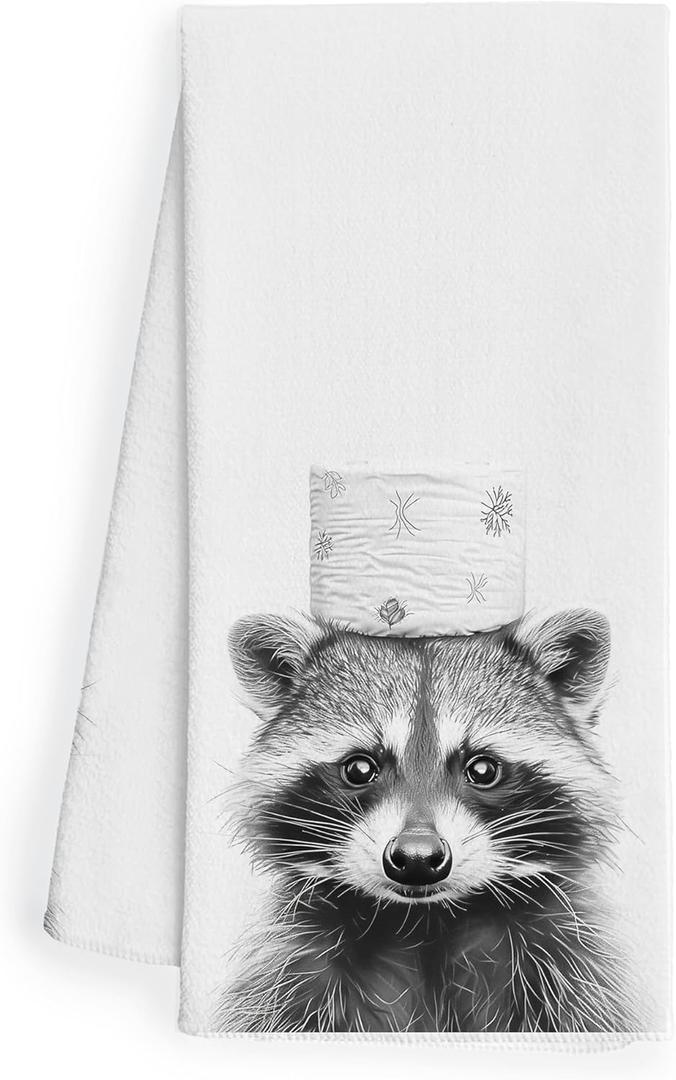 WFSM Raccoon Gifts Decorative Towels for Bathroom - Raccoon Decor Hand Towels, Cute Animal Kids Room Decor, Decorative Hand Towels for Bathroom, 1624 Inches