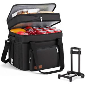 MIYCOO Cooler Bag with Wheels, Double Deck, 60 Can Leakproof Insulated Soft Cooler, Extra Large Expandable Ice Chest for Beach, Picnic, Camping, 30L with wheels