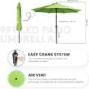 JEAREY 9FT Outdoor Patio Umbrella with Solar Lights, LED Lighted Pool Umbrella with Tilt and Crank, Outdoor Table Umbrellas for Deck, Yard & Market (Grass Green)