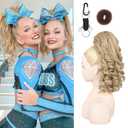 SEIKEA Cheer Ponytail Hair Piece, 14" Curly Cheerleader Hairpiece Ponytail Extension for Cheerleader Competition, Dance Blonde