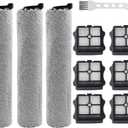 3 Pack Brush Rollers + 6 Pack Vacuum Filters Replacement for Tineco iFloor 3 and Floor ONE S3 Wet Dry Vacuum Cleaners