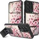 DIGTIALL Case for Samsung Galaxy S24 Ultra with Camera Cover & Kickstand Dual Layer Hybrid Shockproof Protective Case for Samsung S24 Ultra,Cherry Blossom