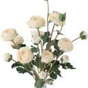 6Pcs Realistic Silk White Ranunculus Artificial Flowers Long Stems, 23.6" Tall Fake Flowers Faux Flowers Suit for Year-Round Home Decoration, Wedding, Bridal Bouquets, Office