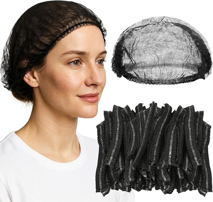 500 Pcs Black Hair Nets - Disposable Hair Cap Bouffant caps Bulk 21inches Hair Net Elastic Dust Cover Hairnets for Foodservice, Nurses, Labs, Kitchen