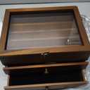 Knife Display Case, Knife Collection Display Holder with Glass Lid, 3-Layer Wooden Pocket Knife Case with Drawers (Walnut)