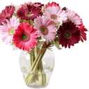 7PCS Real Touch PU Artificial Barberton Daisy Gerbera Daisy Flowers Bunch Bouquet Arrangements for Holiday Bridal Bouquet Home Party Decor Bridesmaid (Red)