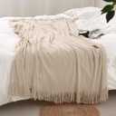 Homiest Decorative Knitted Throw Blanket with Fringe, Lightweight Acrylic Knit, Soft & Cozy Tassel Blanket for Couch, Sofa, Bed (Taupe, 50 x 60 Inch)