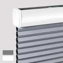 LUCKUP Cellular Shades Cordless Blackout Honeycomb Blinds, Room Darkening Pull Down Window Shade for Bedroom Living Room Nursery, 38'' W x 64'' H, Grey-White