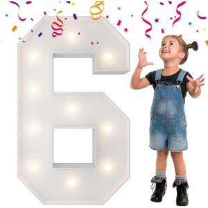 3FT Light Up Numbers Letters, Mosaic Numbers for Balloons, Marquee Light Up Letters, Giant Mosaic Balloon Number 6 for Sweet 16th Birthday Decorations, 60th Anniversary 2026 Graduation Decor