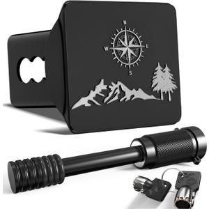 Nature Mountain Compass Hitch Cover for 2 Inch Receivers(with 5/8-Inch Pin Diameter Trailer Hitch Lock)