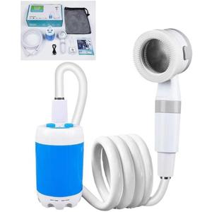 Portable Camping Shower Pump - Rechargeable Outdoor Shower Head Sprayer, Pumps Water from Bucket. Experience Refreshment Anywhere, Perfect for Camping, Hiking, Travel, Car Washing & Pet Cleaning