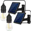 Solar Light Bulb Dusk to Dawn Outdoor Waterproof 3000K with Cable 9.8FT Portable Solar Powered Pendant Lingting for Replacement DIY, Chicken Coop, Shed 2 Pack
