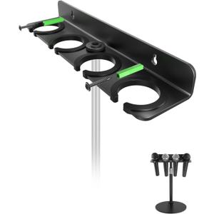 2025 Upgrade Multi Microphone Holder for Mic Stand Storage Organizer for Handheld Dynamic Wired and Wireless Mics Wall Mount or Rubber Padding to 5/8"-27 or 3/8"-16 Threaded - Up to 4 Mics