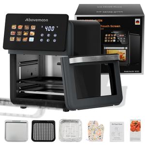 10L Large Xl Pro Air Fryer Oven With Grill Combo For Kitchen Countertop Use,12 in 1 Smart Convection Ovens,AirFryer With Glass View Window,Nonstick Basket,Fryer Liners,Removable Door-Black